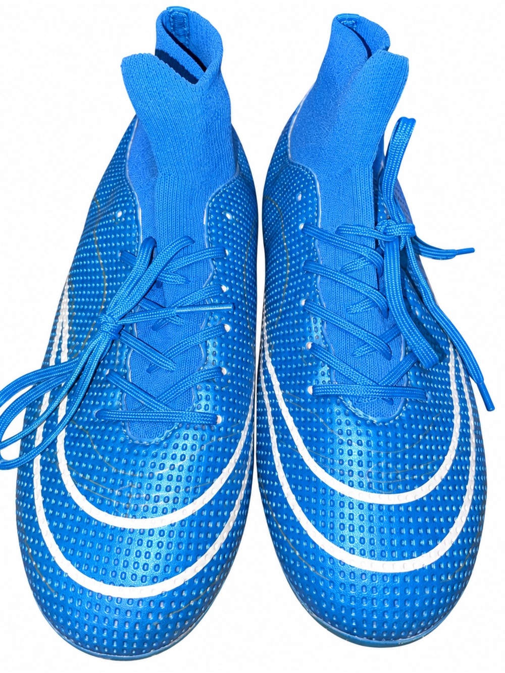 Nike Men's Bright Blue Soccer Cleats with White Swoosh